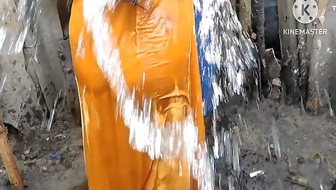 Indian Wife Bathing Outside With Boobs Indian