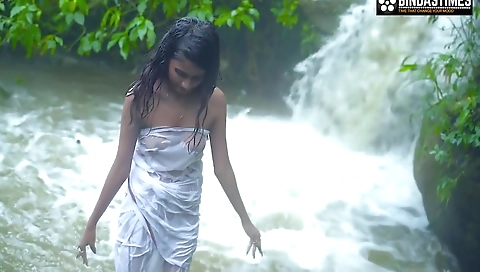 Desi Girl Sudipa Having Sex In The Waterfall And Gets Cum In Her Mouth