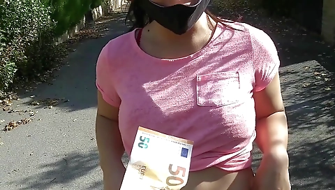 Stranger Shows Tits And Sucks For Money In The Street