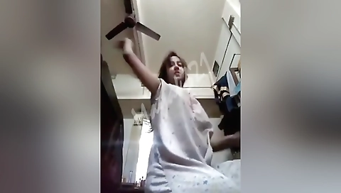 Indian Girl Showing Booms And Massaging Her Booms