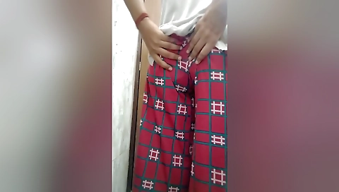 Indian Desi Collage Girl Open College Dress In Bathroom