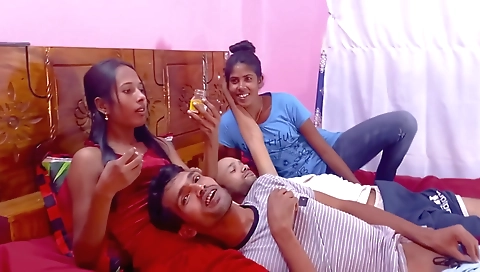 Two Tinder Guys Fucked Hard By Two Sluts Foursome Sex