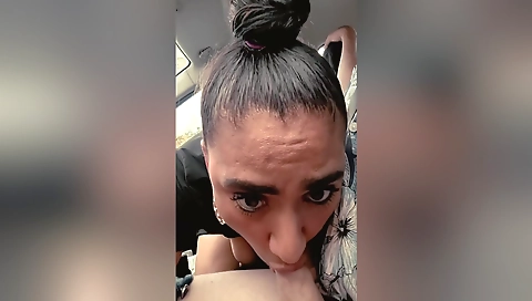 A Perverted Stranger I Meet Takes Me Back On The Road And I Suck His Hard Cock