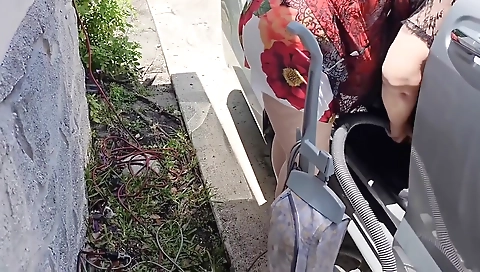Caught Nosy Stranger Looking At My Ass While Vacuuming My Vehicle And Jerked His Cock Off To Moaning