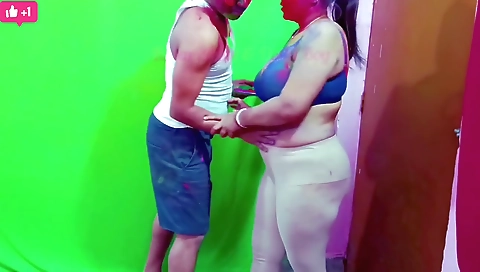 In Holi Festival Big Ass Indian Bhabhi Cheating With Husband & Rough Hardcore Use Female Condom