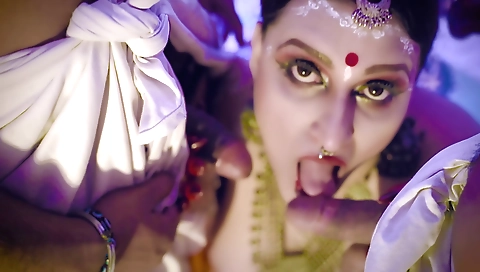 Rikki Lee - Big Boobs Milf Having Style Threesome Hardcore Sex With Her Two Big Cock Servants