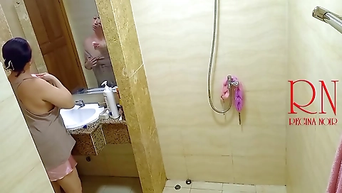 Shower. Camera. Nude In The Shower Washes And Rubs With Oil. S1 - Regina Noir