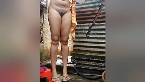 Bangladeshi Hot Village Bhabi In Bathroom. Shower Naked Of Desi Stunning Bhabi