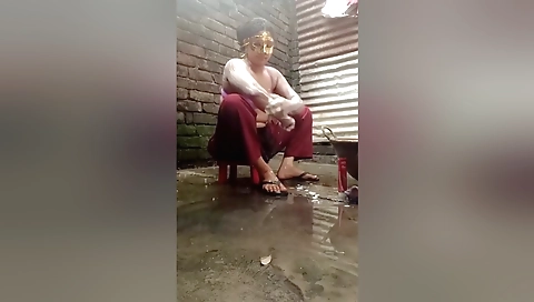 Open Bathroom Showering Scene. Desi Young Step sisters Bath Fuck