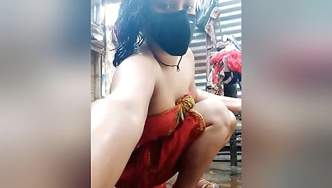 Desi Village Bhabi Bath In Open Bathroom. She Is So Pretty And Good Looking