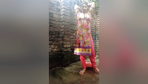 Desi Erotic Sexy Step sisters Shower Scene In Open Bathroom. Lust Girl Akhi Bath Scene And Pissing