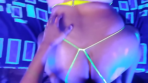 What A Big Ass In Neon!! I Spread My Big Ass For My Hot Husband In Doggystyle While He Records Me