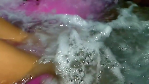 Doing Footjob To A Big Black Cock Masturbating Him With His Feet And Soles In The Tub