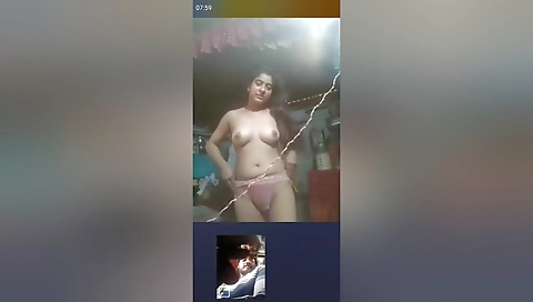 Today Exclusive -cute Desi Chick Showing Her Boobs And Pussy On Vc 6